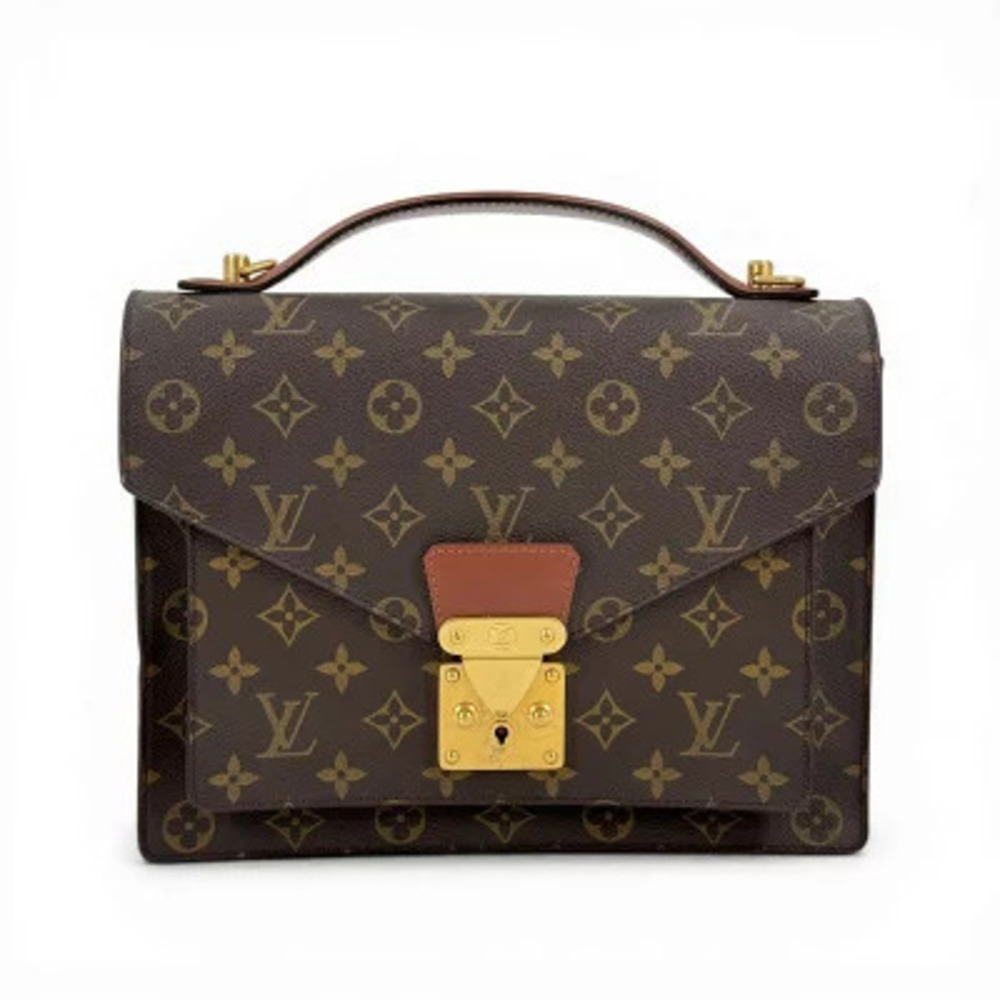 Louis Vuitton Monogram Monceau Top Handle Bag Canvas Leather Brown